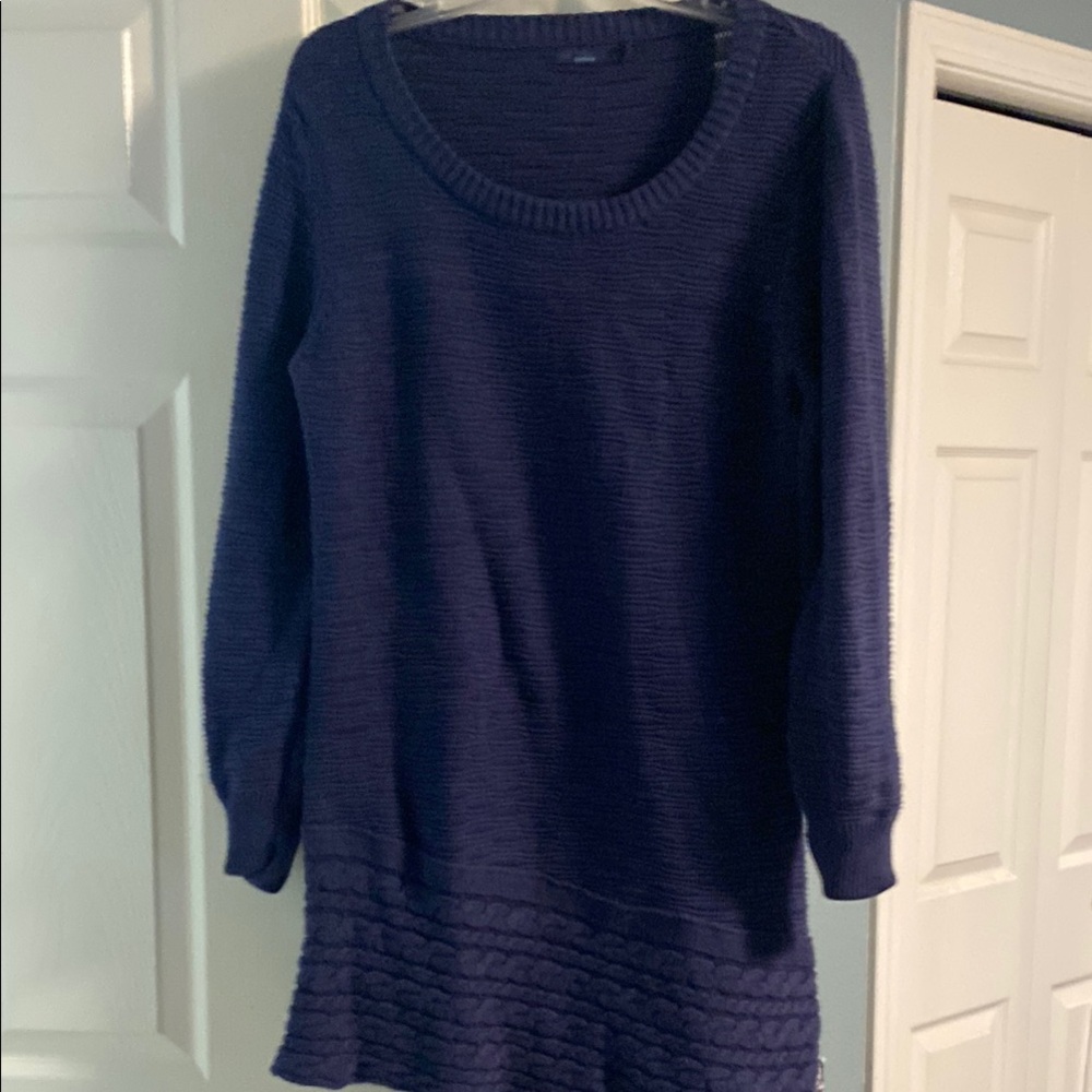 Prana Purple Ribbed Sweater Dress with Long Bishop Sleeves